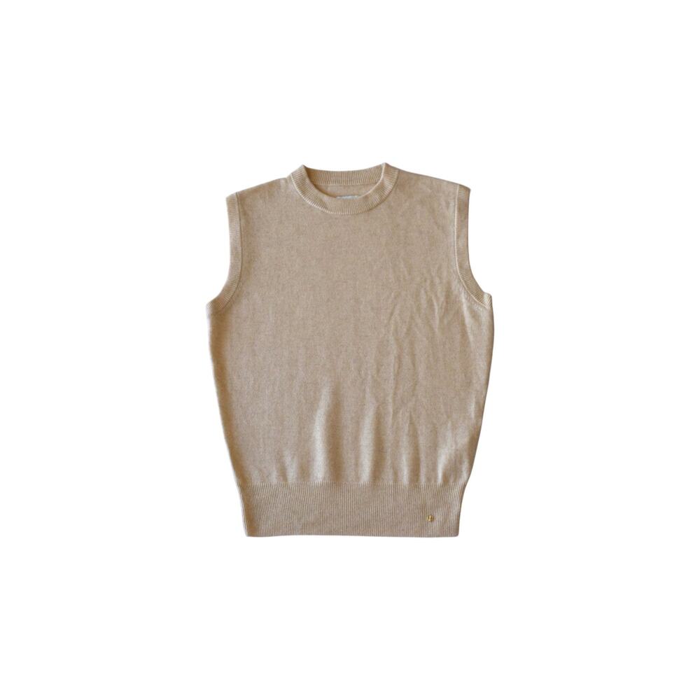 Anine Bing Ronan 100% Cashmere Sweater Vest - Beige Oatmeal - Size Small